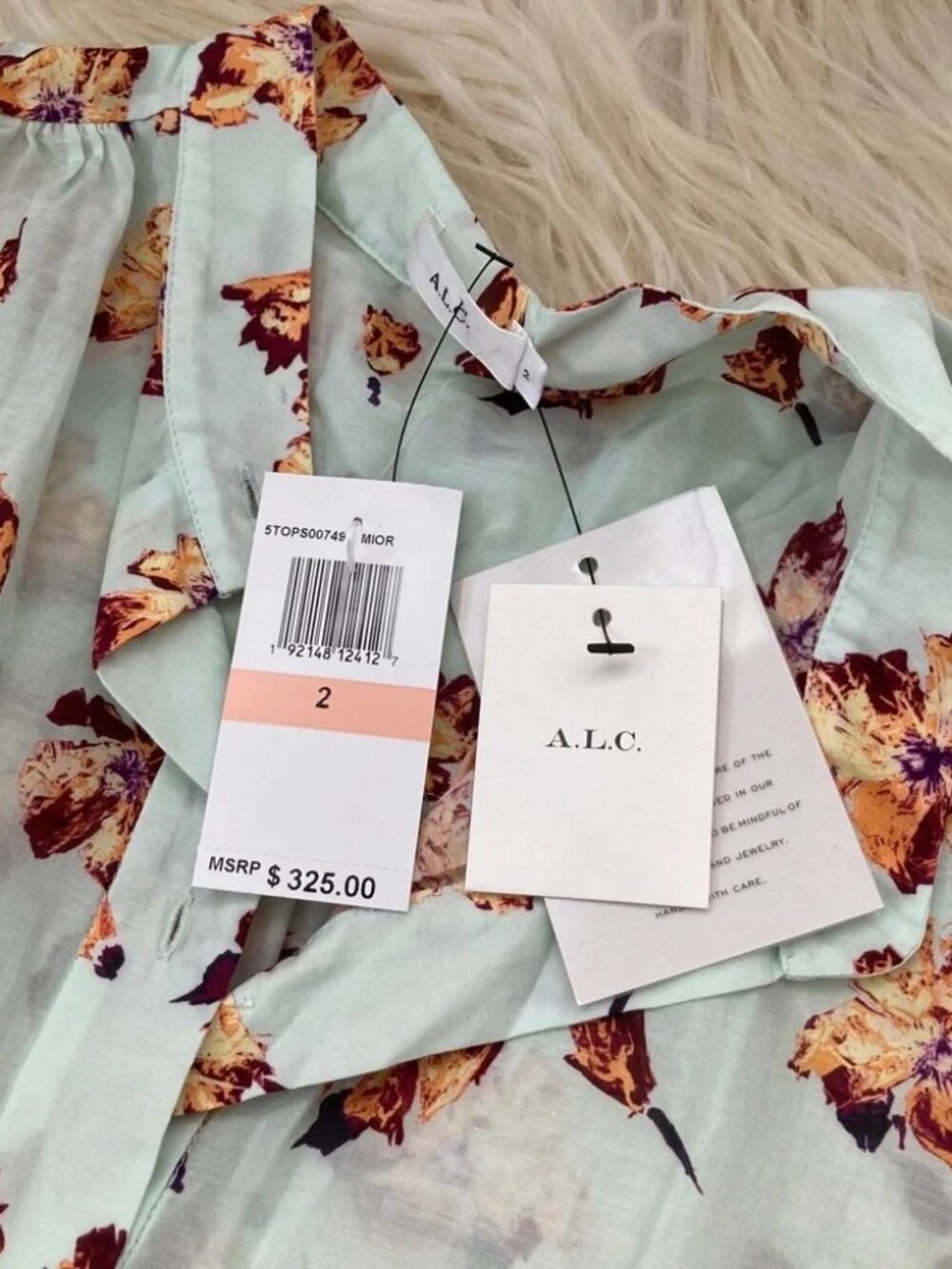 A.L.C. Shira Floral Print Mock Neck Blouse 1380 - Picture 11 of 13